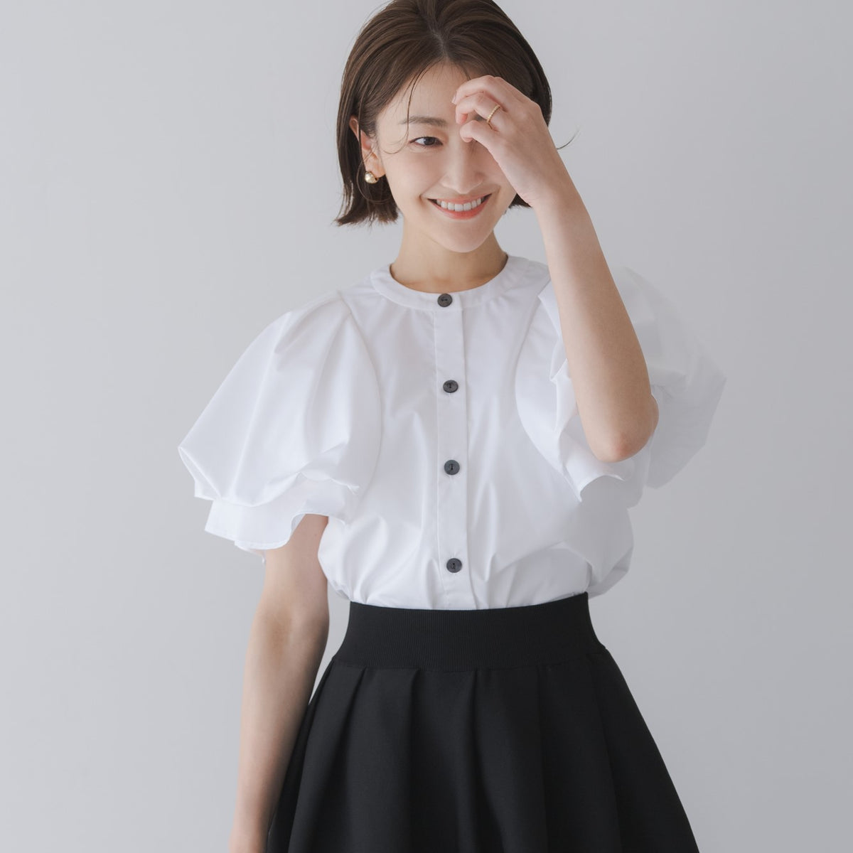 完売美品　リグリーム タックスリーブ　バルーン　ブラウス　白　Very コラボ regleam リグリーム VERYコラボタックスリーブバルーンブラウス