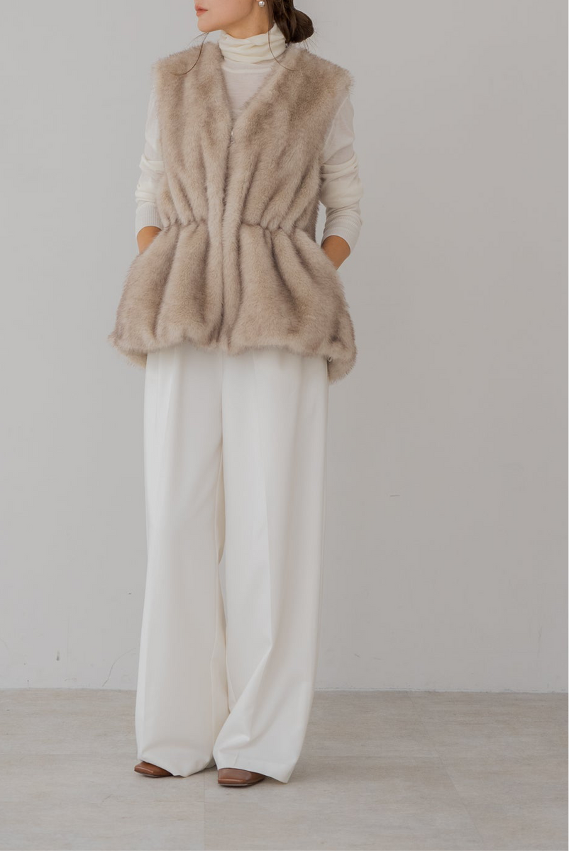 andpal &pal アウター　ファーベスト　crimp Fur vest シェイプコードファーベスト｜SHAPE CORD FUR VESTの通販｜regleam