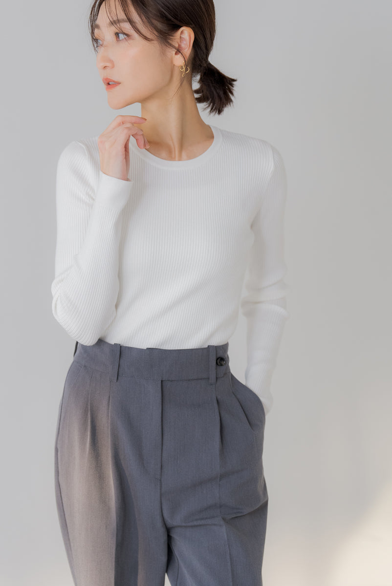 regleam リグリーム　ドローストリングラグランニット グレー 襟付リブニット｜WITH COLLAR RIB KNITの通販｜regleam