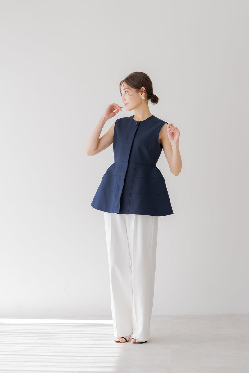 美品regleamプリーツペプラムベスト ぺプラム切り替えベスト｜PEPLUM SWITCHING VESTの通販｜regleam
