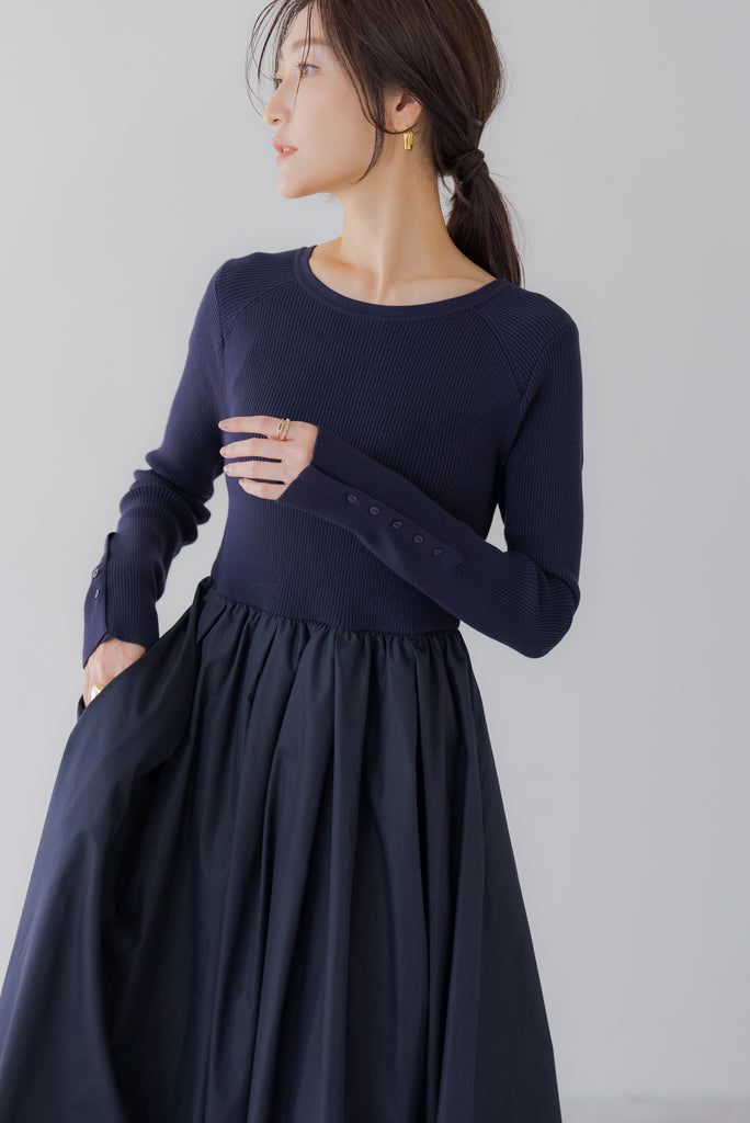 リブニットロングスリーブワンピース｜RIB KNIT LONG SLEEVE DRESSの 