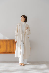 【新品タグ付】L'ACADEMIE ウールリバー ロングコート 白 アイボリー ウールリバーロングコート｜WOOL REVER LONG COATの通販｜regleam