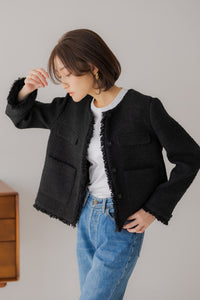 regleam リグリーム フリンジツイードジャケット ブラック フリンジツイードジャケット｜FRINGE TWEED JACKETの通販｜regleam