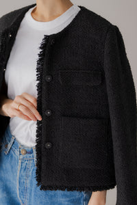 regleam リグリーム フリンジツイードジャケット ブラック フリンジツイードジャケット｜FRINGE TWEED JACKETの通販｜regleam