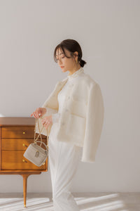美品 regleam フリンジツイードジャケット ホワイト フリンジツイードジャケット｜FRINGE TWEED JACKETの通販｜regleam