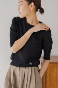 リグリーム　ロゴ入り半袖ニット ロゴ入り半袖ニット｜LOGO SHORT SLEEVE KNITの通販｜regleam