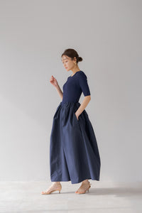 ラウンド切り替えリブワンピース｜ROUND SWITCHING RIB MAXI DRESSの