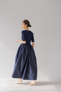 ラウンド切り替えリブワンピース｜ROUND SWITCHING RIB MAXI DRESSの