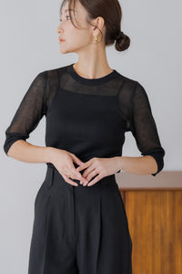 5分袖シアーニット｜HALF SLEEVE SHEER KNITの通販｜regleam