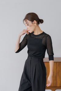 5分袖シアーニット｜HALF SLEEVE SHEER KNITの通販｜regleam