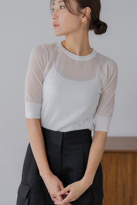 5分袖シアーニット｜HALF SLEEVE SHEER KNITの通販｜regleam