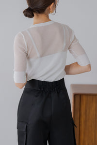 5分袖シアーニット｜HALF SLEEVE SHEER KNITの通販｜regleam