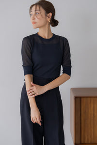５分袖シアーニット｜HALF SLEEVE SHEER KNIT