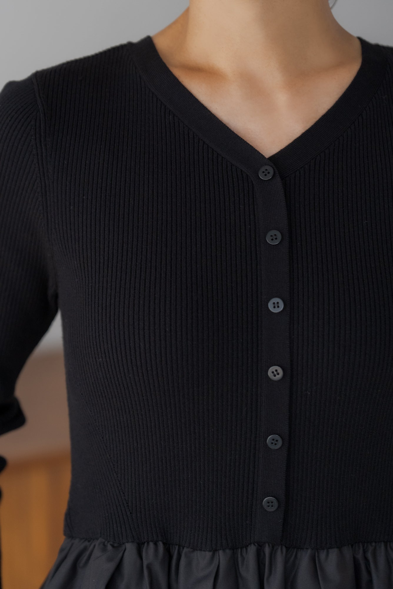 リブニットドッキングワンピース｜RIB KNIT DOCKING DRESSの通販