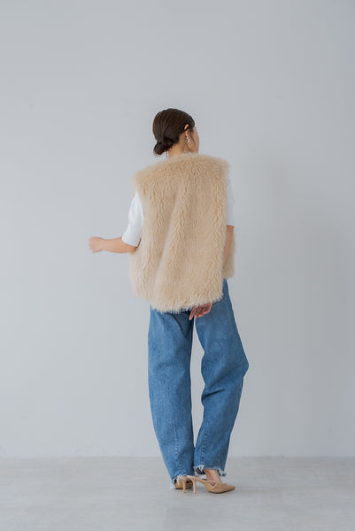 【9月20日(金)12:00〜 再販予約開始】ドロストファーベスト｜DRAWSTRING FUR VEST