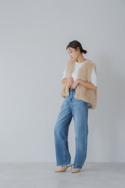 【9月20日(金)12:00〜 再販予約開始】ドロストファーベスト｜DRAWSTRING FUR VEST