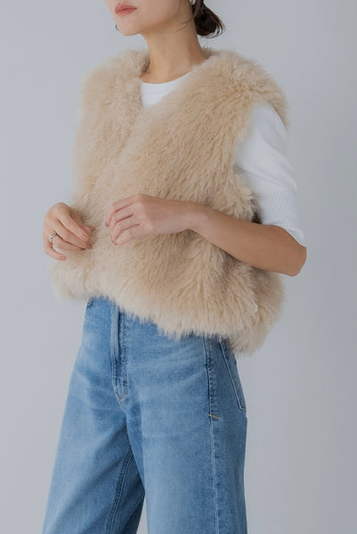 【9月20日(金)12:00〜 再販予約開始】ドロストファーベスト｜DRAWSTRING FUR VEST