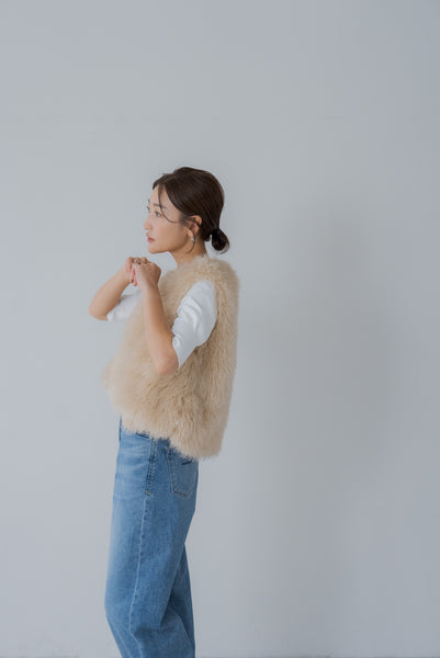 【9月20日(金)12:00〜 再販予約開始】ドロストファーベスト｜DRAWSTRING FUR VEST