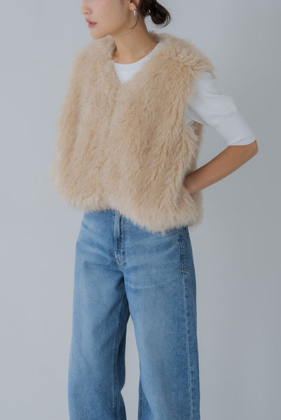 【9月20日(金)12:00〜 再販予約開始】ドロストファーベスト｜DRAWSTRING FUR VEST