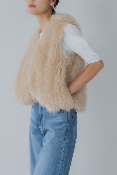 【9月20日(金)12:00〜 再販予約開始】ドロストファーベスト｜DRAWSTRING FUR VEST