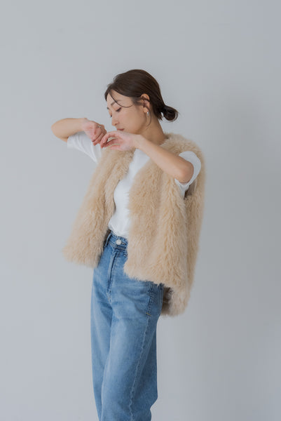 【9月20日(金)12:00〜 再販予約開始】ドロストファーベスト｜DRAWSTRING FUR VEST