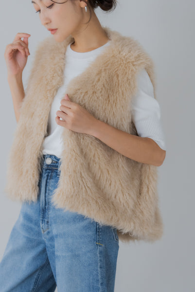 【9月20日(金)12:00〜 再販予約開始】ドロストファーベスト｜DRAWSTRING FUR VEST