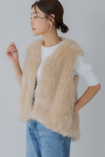 【9月20日(金)12:00〜 再販予約開始】ドロストファーベスト｜DRAWSTRING FUR VEST