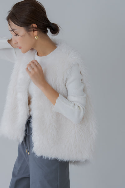 【9月20日(金)12:00〜 再販予約開始】ドロストファーベスト｜DRAWSTRING FUR VEST