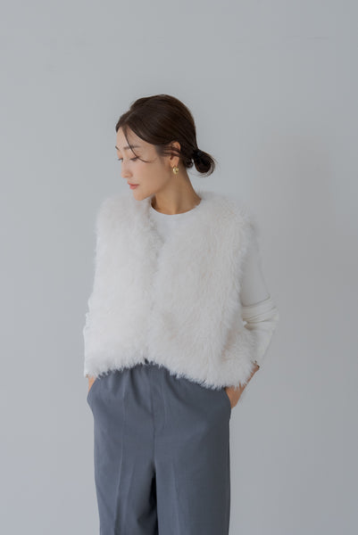 【9月20日(金)12:00〜 再販予約開始】ドロストファーベスト｜DRAWSTRING FUR VEST