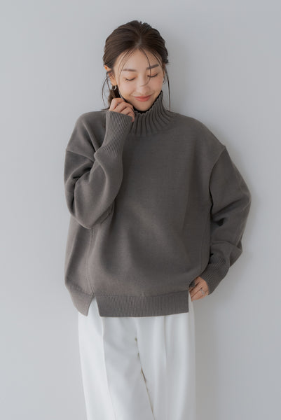 【1月10日(金)20:00〜 再販予約開始】ハイネックボタンニット｜HIGH NECK BUTTON KNIT