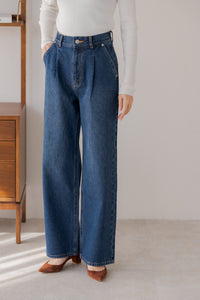 今期regleam リグリーム ハイウエスト ブルー ワイドデニム タックデニム｜TUCK DENIMの通販｜regleam