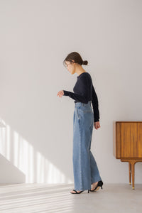 reglerm タックワイドデニム　ブルー　S 美品 タックデニム｜TUCK DENIMの通販｜regleam