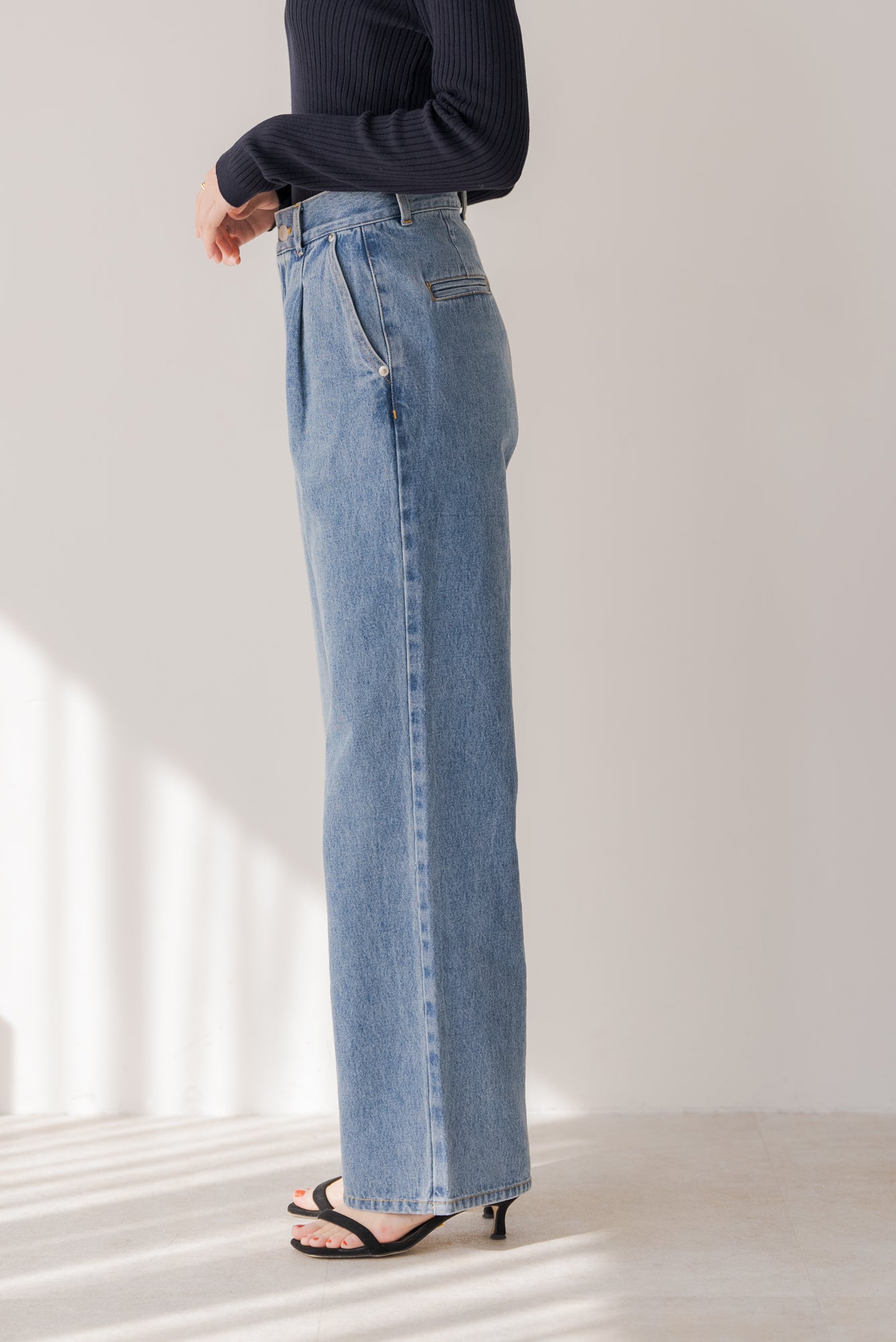 【専用商品】リグリーム　regleam タックワイドデニム　ブルー　M タックデニム｜TUCK DENIMの通販｜regleam