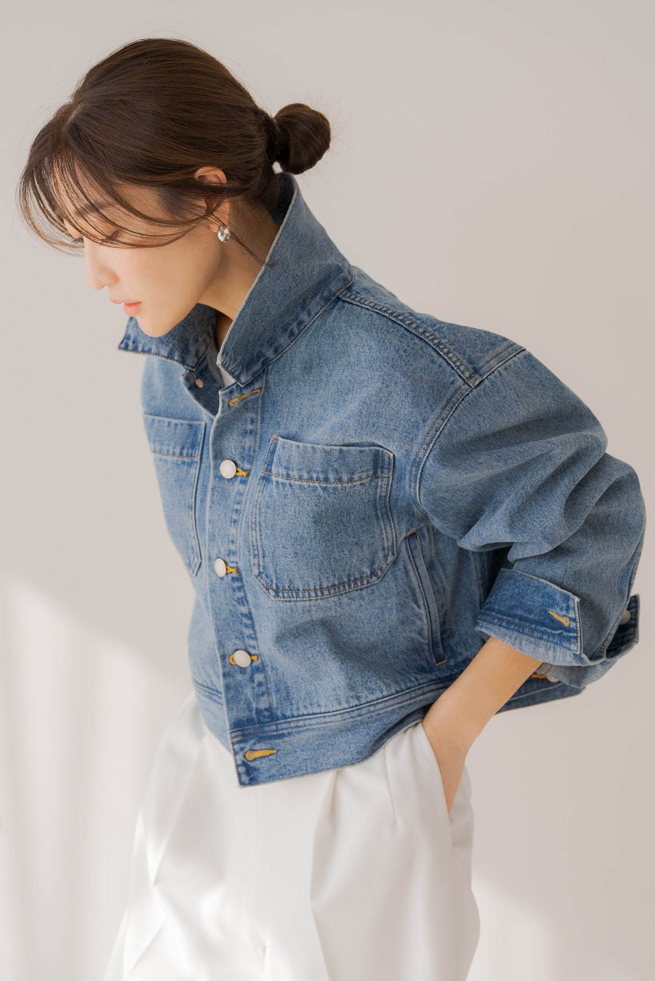 リグリーム regleam タックデニムジャケット　ライトブルー　新品タグ付 タックデニムジャケット｜TUCK DENIM JACKETの通販｜regleam