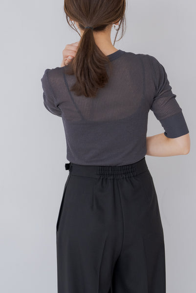 【5月12日(月)20:00〜 販売開始】五分袖ヘンリーシアーニット｜HALF SLEEVE HENLEY SHEER KNIT