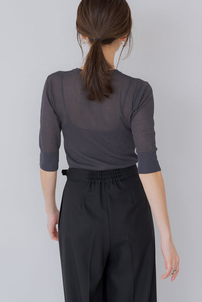 【5月12日(月)20:00〜 販売開始】五分袖ヘンリーシアーニット｜HALF SLEEVE HENLEY SHEER KNIT