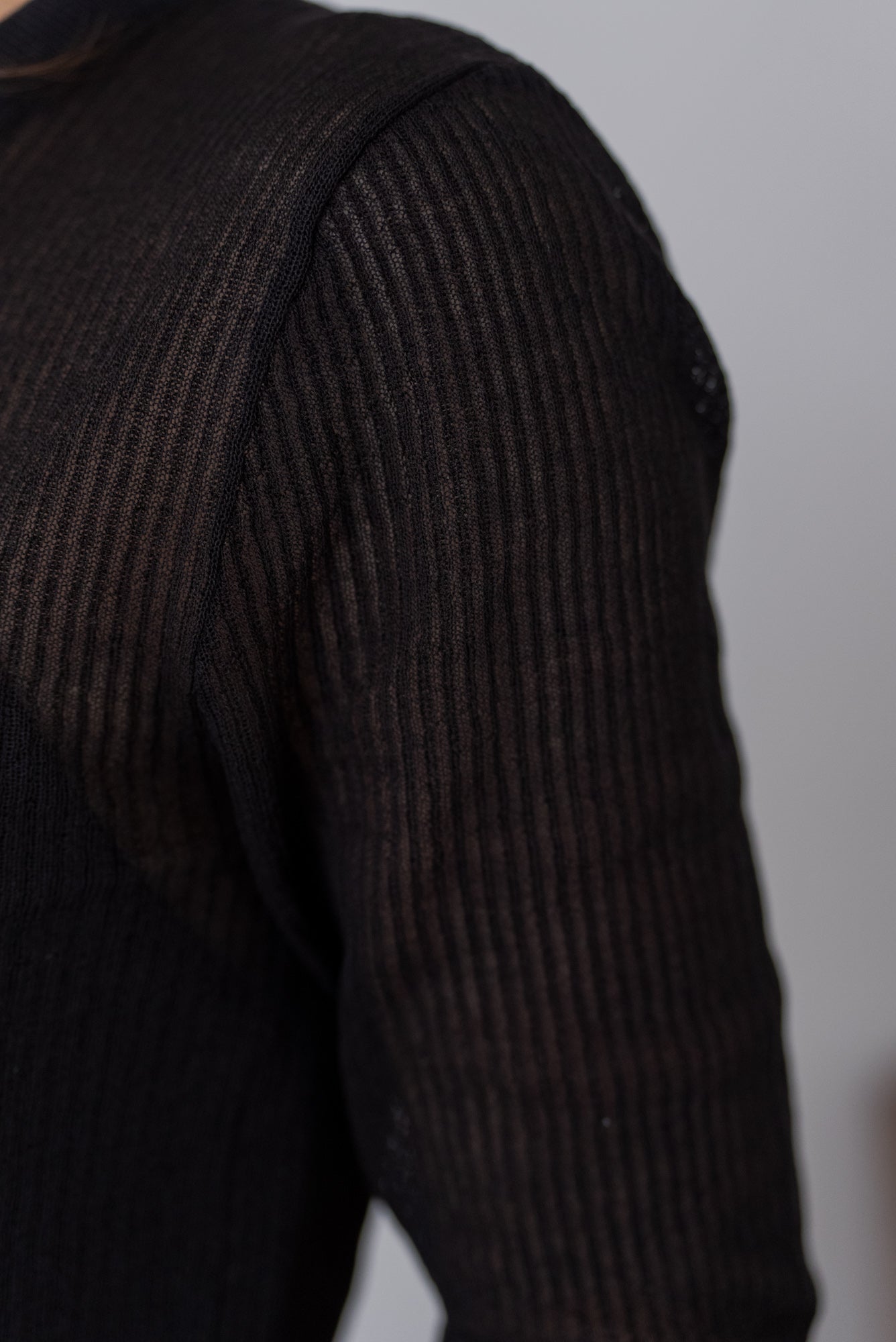 リグリーム 五分袖ヘンリーシアーニット ネイビー Mサイズ 五分袖ヘンリーシアーニット｜HALF SLEEVE HENLEY SHEER KNITの