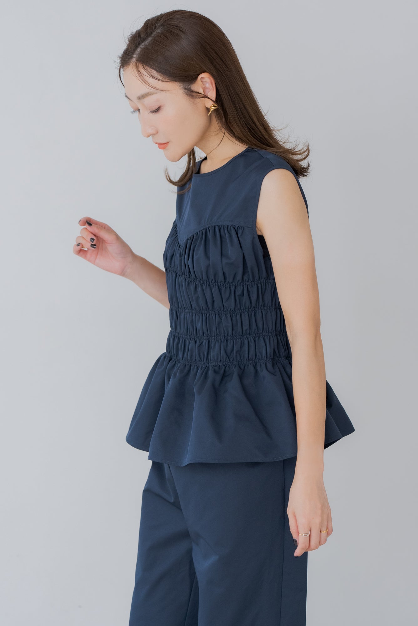 regleam ペプラムオールインワン　ネイビー　Sサイズ ペプラムオールインワン｜PEPLUM ALL IN ONEの通販｜regleam