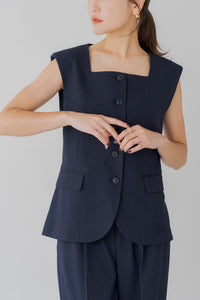 【新品】regleamリグリームネイビー スクエアネックベスト M スクエアネックベスト｜SQUARE NECK VESTの通販｜regleam