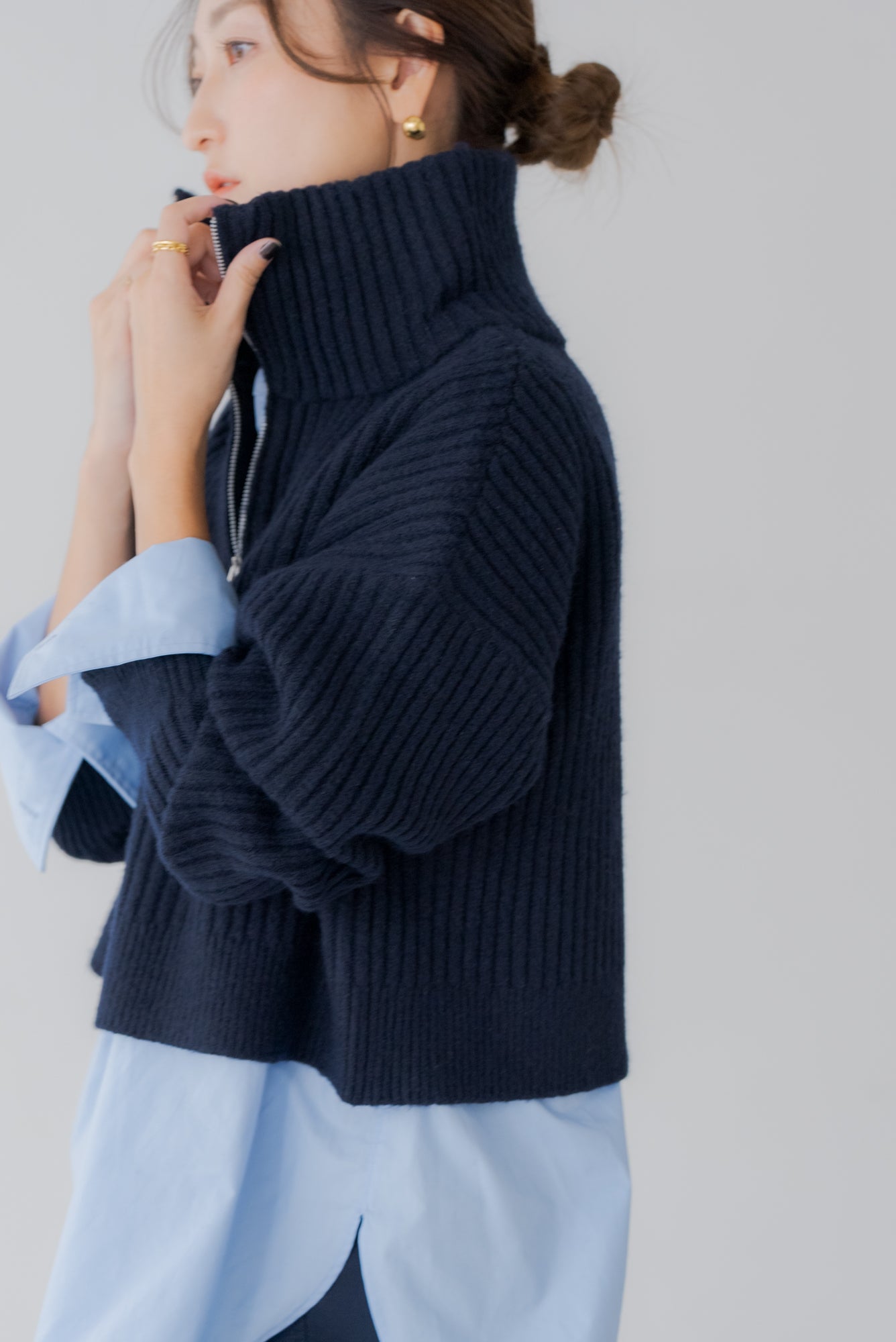 リグリーム ジップネックニット　グレー ジップネックニット｜ZIP NECK KNITの通販｜regleam