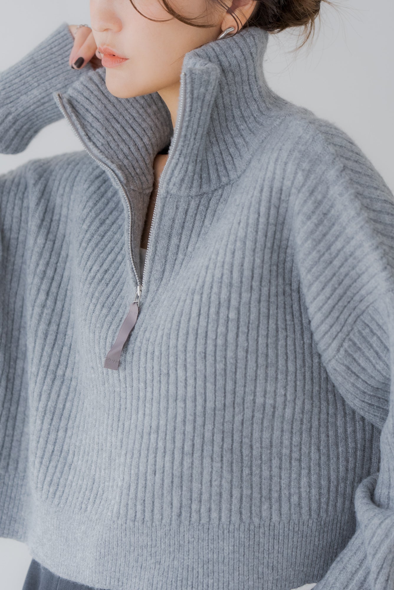 リグリーム ジップネックニット　グレー ジップネックニット｜ZIP NECK KNITの通販｜regleam