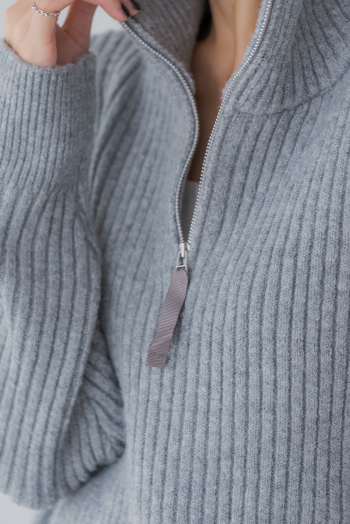 リグリーム ジップネックニット　グレー ジップネックニット｜ZIP NECK KNITの通販｜regleam