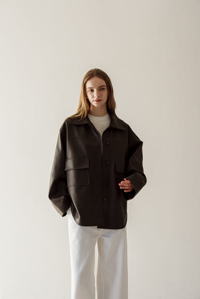 【1月22日(木)20:00〜 販売開始】エコレザーシャツジャケット｜ECO LEATHER SHIRT JACKET