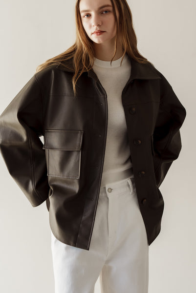 【1月22日(木)20:00〜 販売開始】エコレザーシャツジャケット｜ECO LEATHER SHIRT JACKET