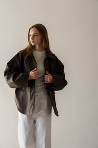 regleamエコレザーシャツジャケット完売品　新品 エコレザーシャツジャケット｜ECO LEATHER SHIRT JACKETの通販｜regleam