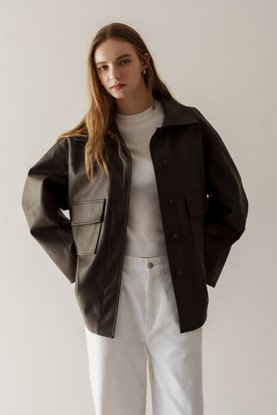 【1月22日(木)20:00〜 販売開始】エコレザーシャツジャケット｜ECO LEATHER SHIRT JACKET