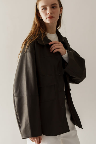 【1月22日(木)20:00〜 販売開始】エコレザーシャツジャケット｜ECO LEATHER SHIRT JACKET