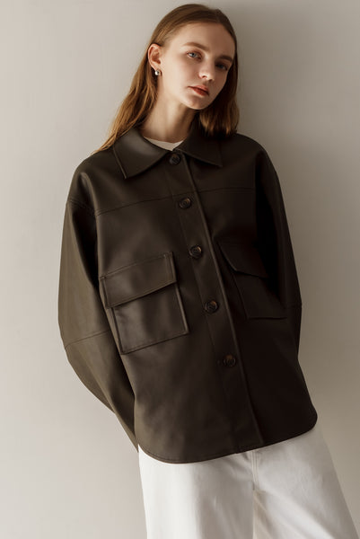 【1月22日(木)20:00〜 販売開始】エコレザーシャツジャケット｜ECO LEATHER SHIRT JACKET