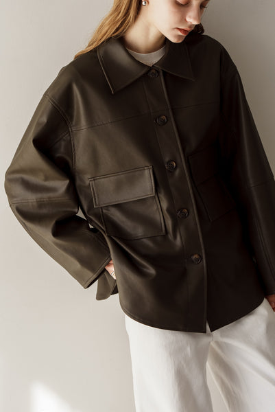 【1月22日(木)20:00〜 販売開始】エコレザーシャツジャケット｜ECO LEATHER SHIRT JACKET