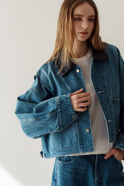 【2月10日(火)20:00〜 販売開始】アクセントカラーデニムジャケット｜ACCENT COLLAR DENIM JACKET